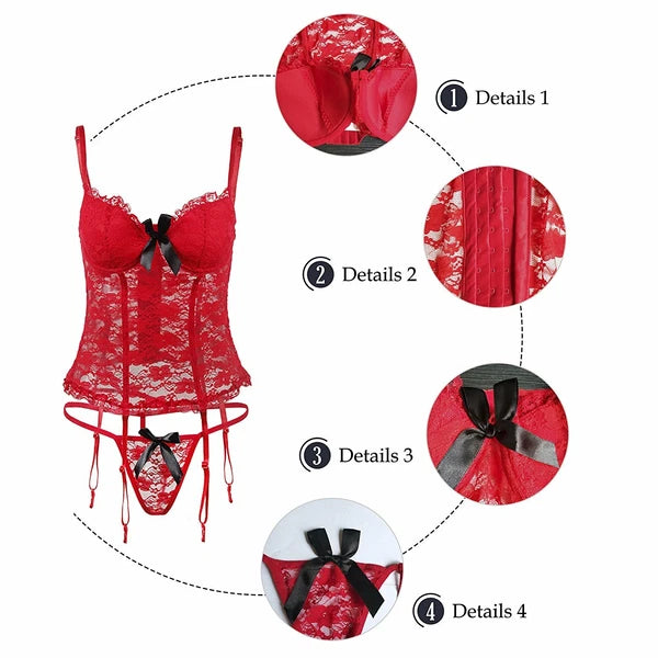 Women's Sexy Lingerie Lace Dress Underwear Babydoll Sleepwear Nightwear G-string