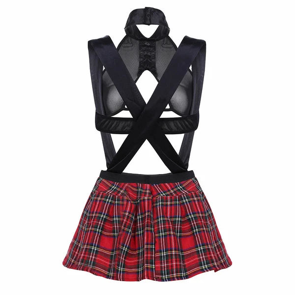 Women School Girl Sexy Lingerie Student Uniform Cosplay Underwear Lace Dress Set