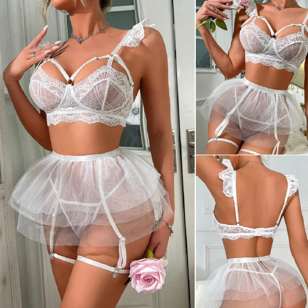 Women Sexy Lingerie Sleepwear Underwear Nightwear Babydoll Lace Bra Thong Set US