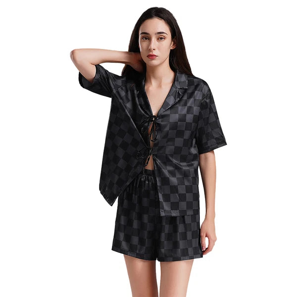 Women Nightwear Casual Pajamas Set Soft Sleepwear Shiny Homewear Comfortable