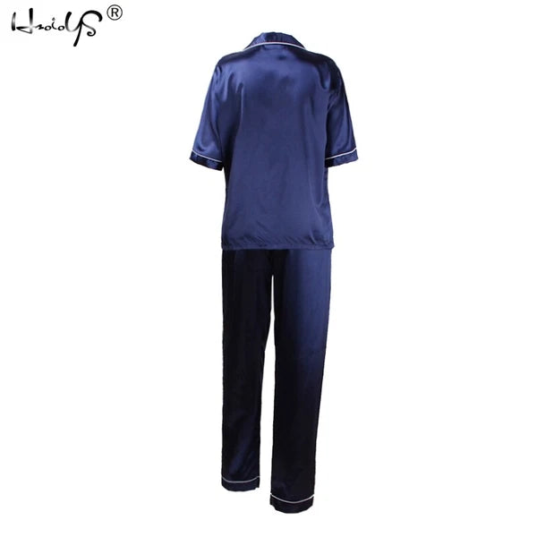 Women Lady Silk Satin Pajamas Set Pyjama Sleepwear Nightwear Summer Homewear Pj
