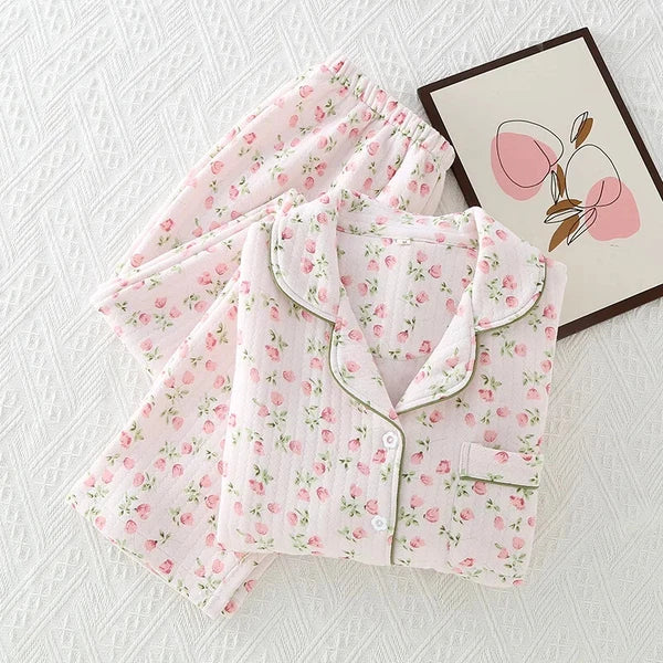 2023 Women's Pajamas Suit Cardigan Winter Pyjamas Sets Home Clothes Sleepwear