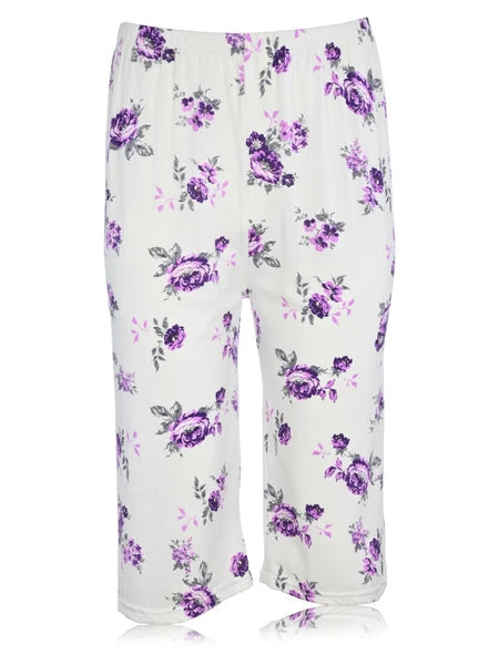 JEFFRICO Womens Capri Pajama Set 2 Piece Short Sleeve Top & Capri Pants  801C