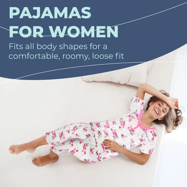 JEFFRICO Womens Capri Pajama Set 2 Piece Short Sleeve Top & Capri Pants  801C