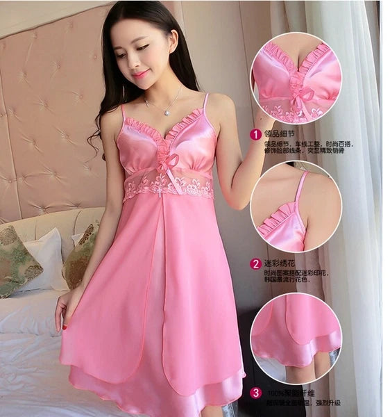 Women's Satin Pyjamas Set Short Sleeve Button-Down Sleepwear Silk PJS Loungewear