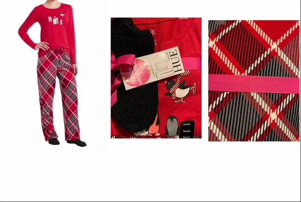 HUE  Pajama Set Penguin Friend Pajama Set with Socks red S