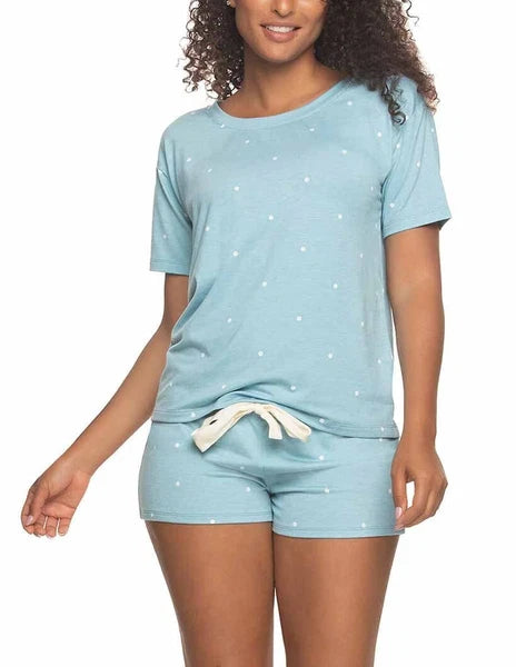 Felina Women's 3 Piece Pajama Set Jogger Shorts Crew Neck Tee