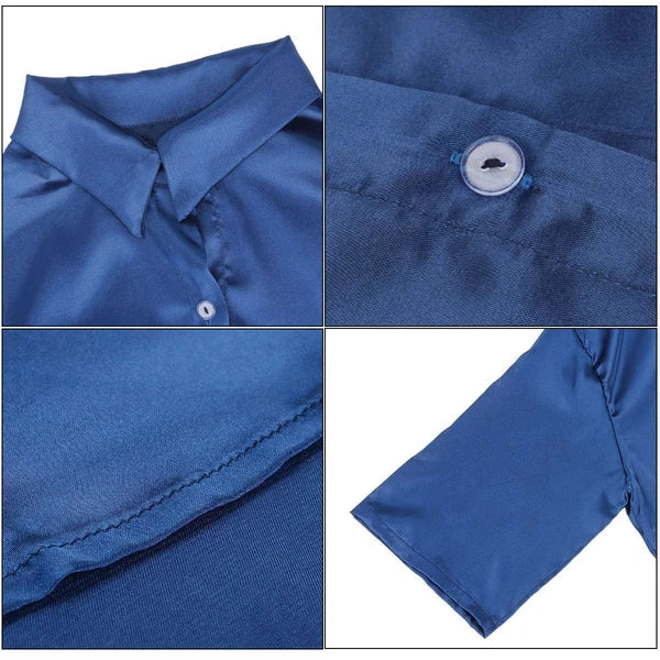 Women's Sexy Satin Sleep Shirt Lingerie Nightgown Sleepwear Silk Bathrobe Pajama