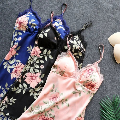 Pink Pajamas Sets Womens Strap Top Pants Sleepwear Suit Nightwear Robe Bath Gown