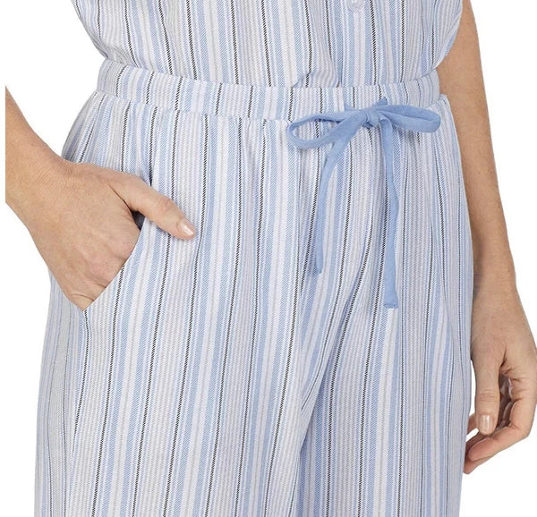 Nautica, 2 Pc - Notch Collar Capri Striped PJ Pajama Set | Blue