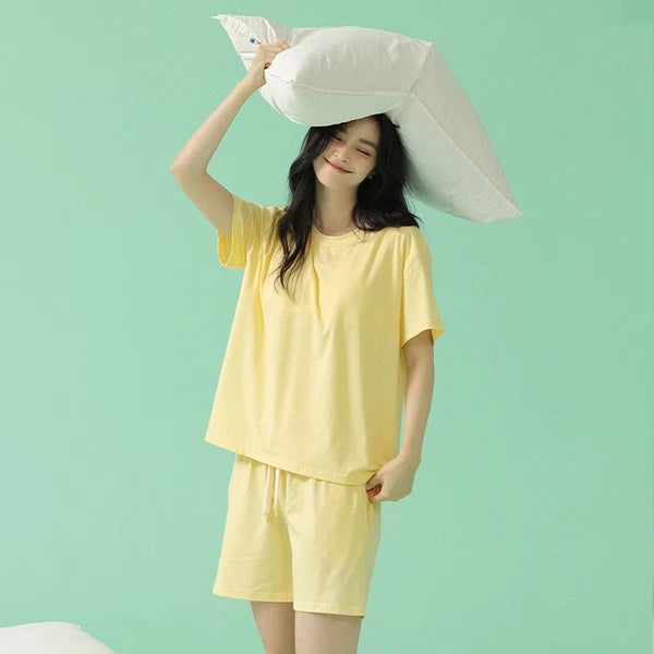 Women's Summer Soft Cool With Built-in Bra Pad Breathable Sports Pajamas Set-