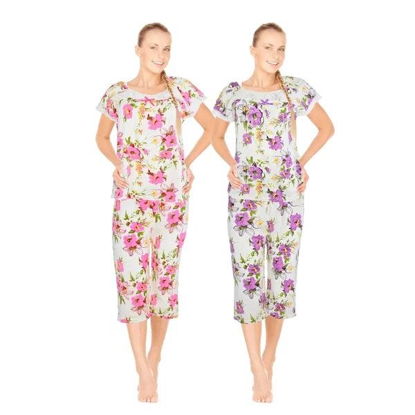 JEFFRICO Womens 2 Pack Capri Set Sleepwear Soft Pajamas Sleep Nightshirts 804C