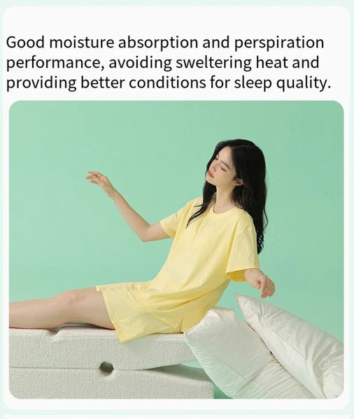 Women's Summer Soft Cool With Built-in Bra Pad Breathable Sports Pajamas Set-