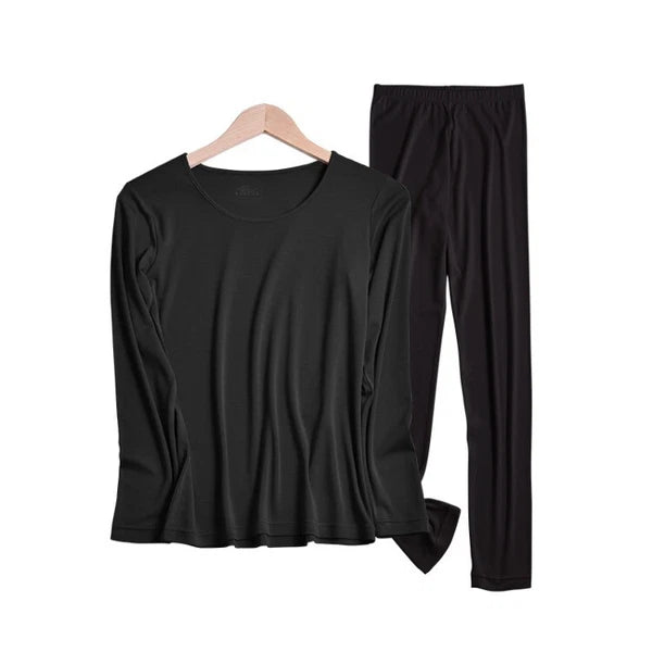 Fashion Winter Women's Pajama Set Thin Warm Underwear Tops Slim Bottom Pants