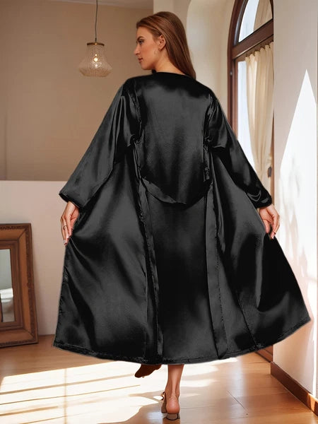 Women's satin silk robe dress sleepwear underwear long nightgown sleepwear