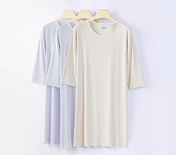 Fashion Spring Women's Three Quarter Sleeves Breathable Comfortable Nightgown Clothing-