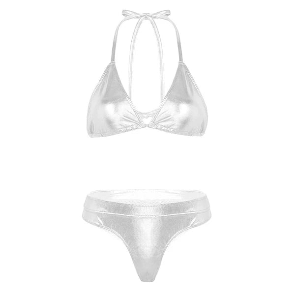 Women's Floral Lace Lingerie Bra Set Crotchless Thong G-string Cupless Bralette