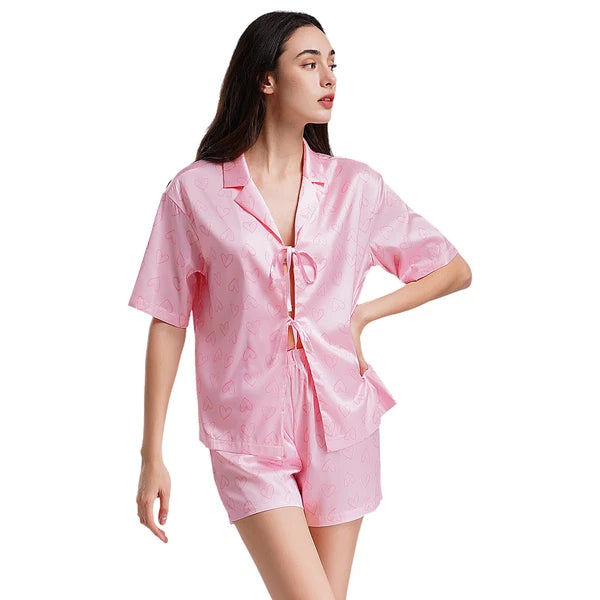 Women Nightwear Casual Pajamas Set Soft Sleepwear Shiny Homewear Comfortable