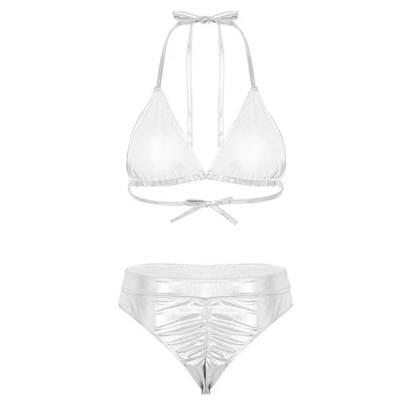 Women's Floral Lace Lingerie Bra Set Crotchless Thong G-string Cupless Bralette