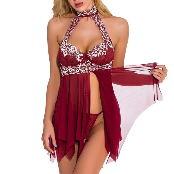 Sexy Women Lingerie Lace Dress Nightwear Underwear Babydoll Sleepwear Panty Set