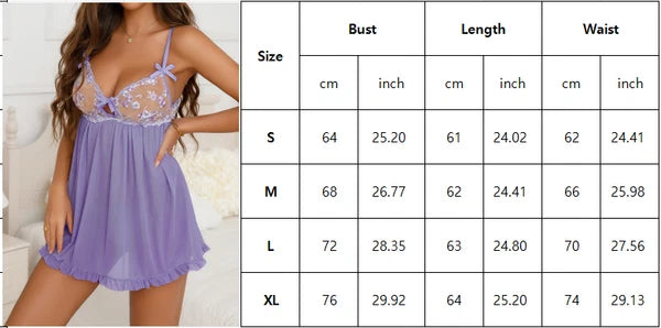 Women Sexy Lingerie Lace Babydoll V Neck Chemise Teddy Strap Sleepwear Panty Set