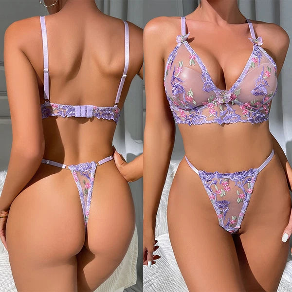 Sexy Lingerie Women's Lace Babydoll Bra Thong Set Sleepwear Underwear Nightwear