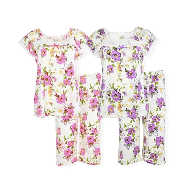 JEFFRICO Womens 2 Pack Capri Set Sleepwear Soft Pajamas Sleep Nightshirts 804C