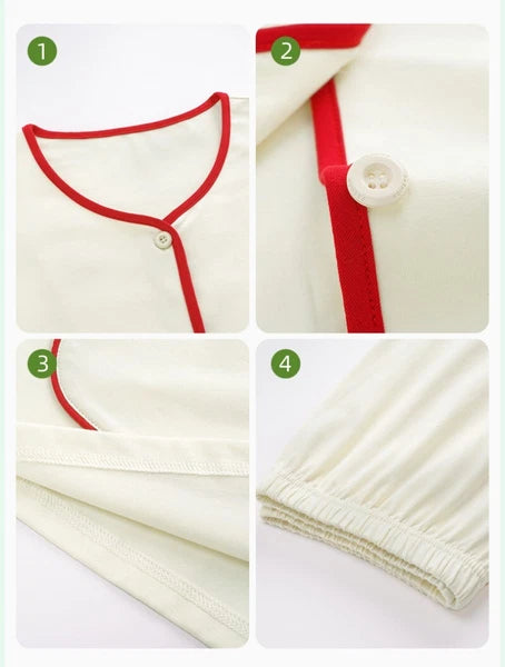 Fashion Women's Pajamas Autumn Embroidered Comfortable Casual Antibacterial Pajamas Set-