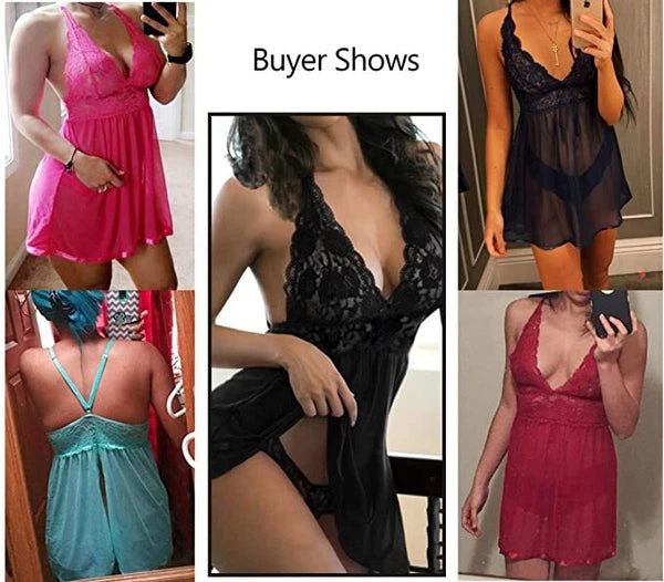 Women's Sexy-Lingerie Babydoll Sleepwear Underwear Lace Dress G-string Nightwear