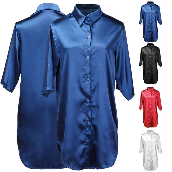 Women's Sexy Satin Sleep Shirt Lingerie Nightgown Sleepwear Silk Bathrobe Pajama