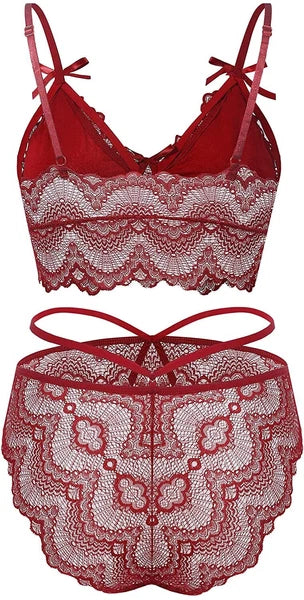 Two Piece Women Sexy Lingerie Set Lace Bra and Panty Set Babydoll Sleepwear US