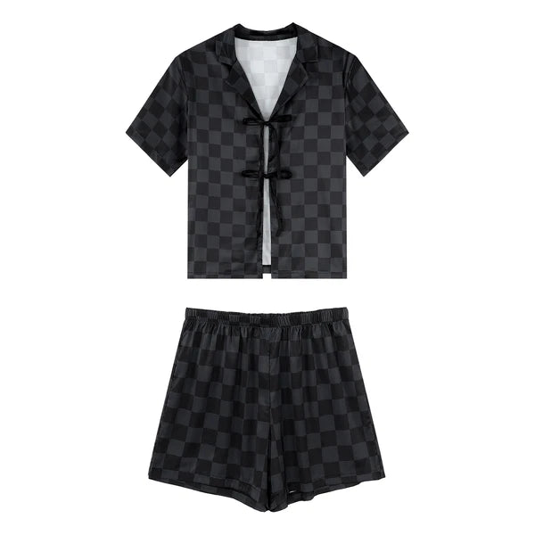 Women Nightwear Ice Cool Pajamas Set Silky Satin Sleepwear Soft Homewear Pants