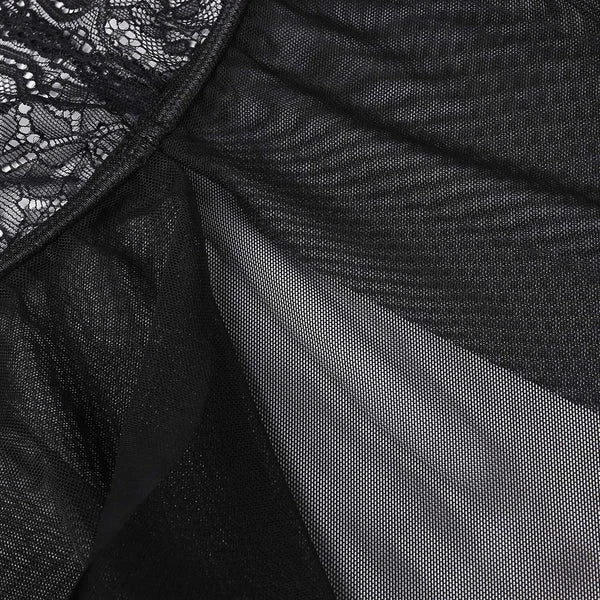 Women Sexy Lingerie Lace Babydoll V Neck Chemise Teddy Strap Sleepwear Panty Set