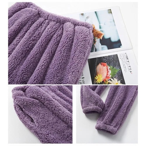 Winter Warm Velvet Purple Pajama Set  Flannel Home Sleepwear Plush Nightwear
