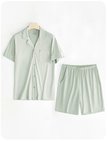 Breathable Comfort New Women Pajama Set Summer Thin Cool Short Sleeve Shorts-