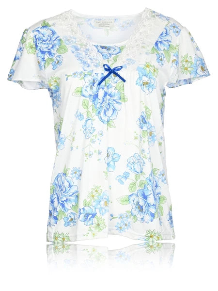 JEFFRICO Womens Capri Pajama Set 2 Piece Short Sleeve Top & Capri Pants 812C