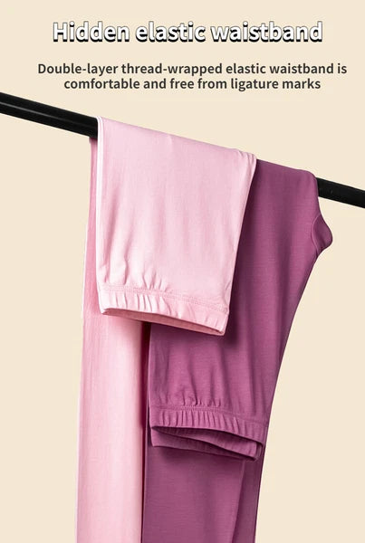 Fashion Winter Women's Pajama Set Thin Warm Underwear Tops Slim Bottom Pants