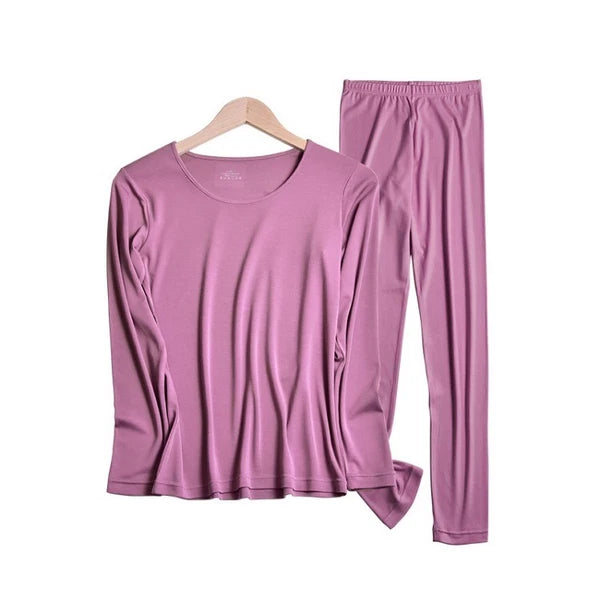 Fashion Winter Women's Pajama Set Thin Warm Underwear Tops Slim Bottom Pants