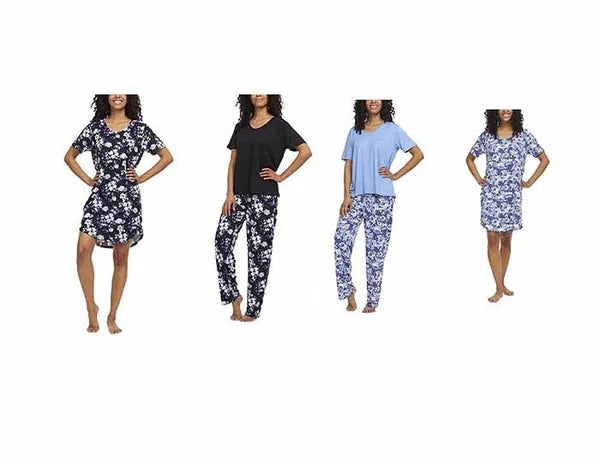 Flora Nikrooz Women's 3 Piece Pajama Set Sleep Dress Tee and Pants Sizes S M