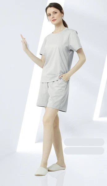 Summer Women's Cotton Antibacterial Thin Suitable Home Trip Pajamas Set-