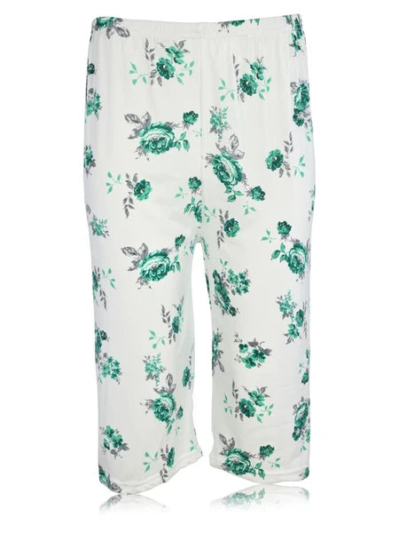 JEFFRICO Womens Capri Pajama Set 2 Piece Short Sleeve Top & Capri Pants  801C