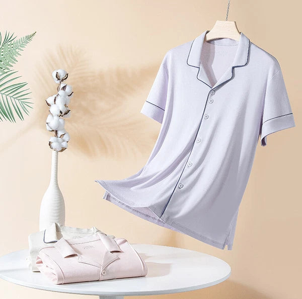 New Summer Women's Antibacterial T-Shirt Bermuda Comfortable Casual Size Pajamas Set-