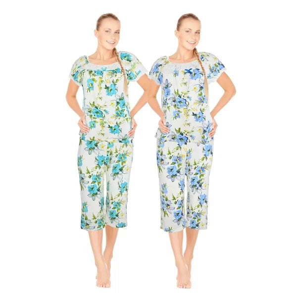 JEFFRICO Womens 2 Pack Capri Set Sleepwear Soft Pajamas Sleep Nightshirts 804C