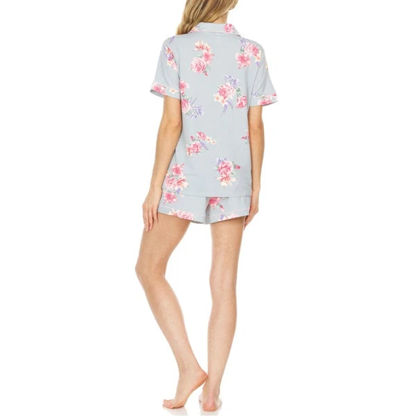 Flora by Flora Nikrooz Notched Top & Shorts Pajama Set Sage S, M