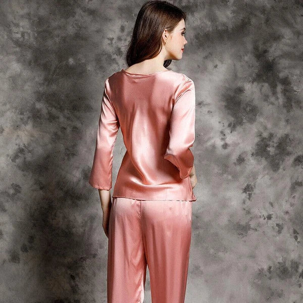 New Women Silk Pajamas Set,2 pcs,100% Mulberry Silk Sleepwear Nightwear U7130