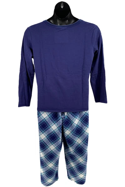 Hanes Comfort Sleep French Terry and Fleece Pajama Set Navy