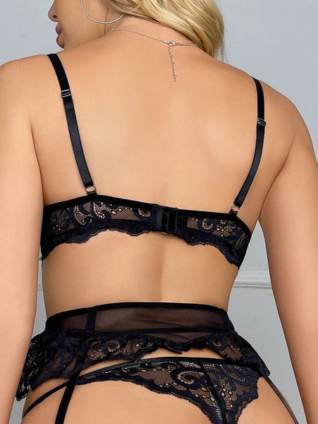 Sexy Lingerie Lace Dress Underwear w/Garter Belt Babydoll Nightwear Sleepwear