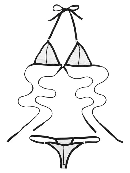 Women's Floral Lace Lingerie Bra Set Crotchless Thong G-string Cupless Bralette