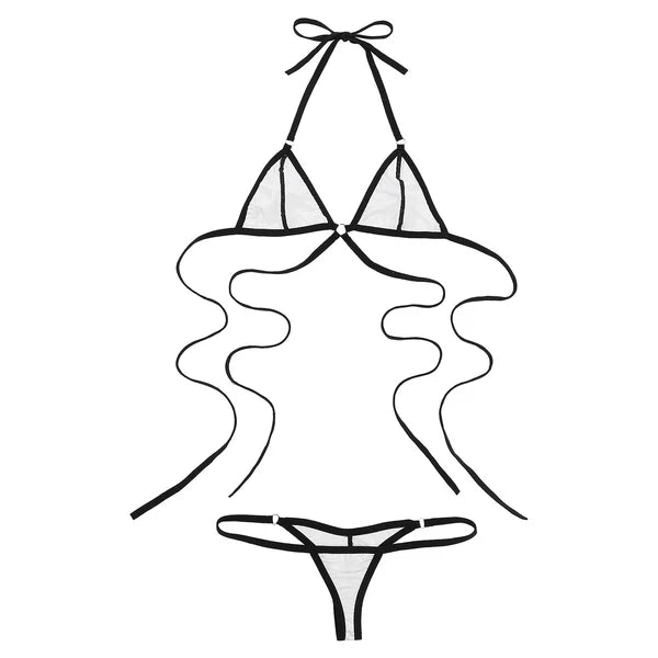 Women's Floral Lace Lingerie Bra Set Crotchless Thong G-string Cupless Bralette