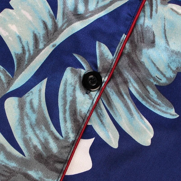 Women's Long Sleeve Silk Pajama Set Button-Down Sleepwear Print Loungewear Plus